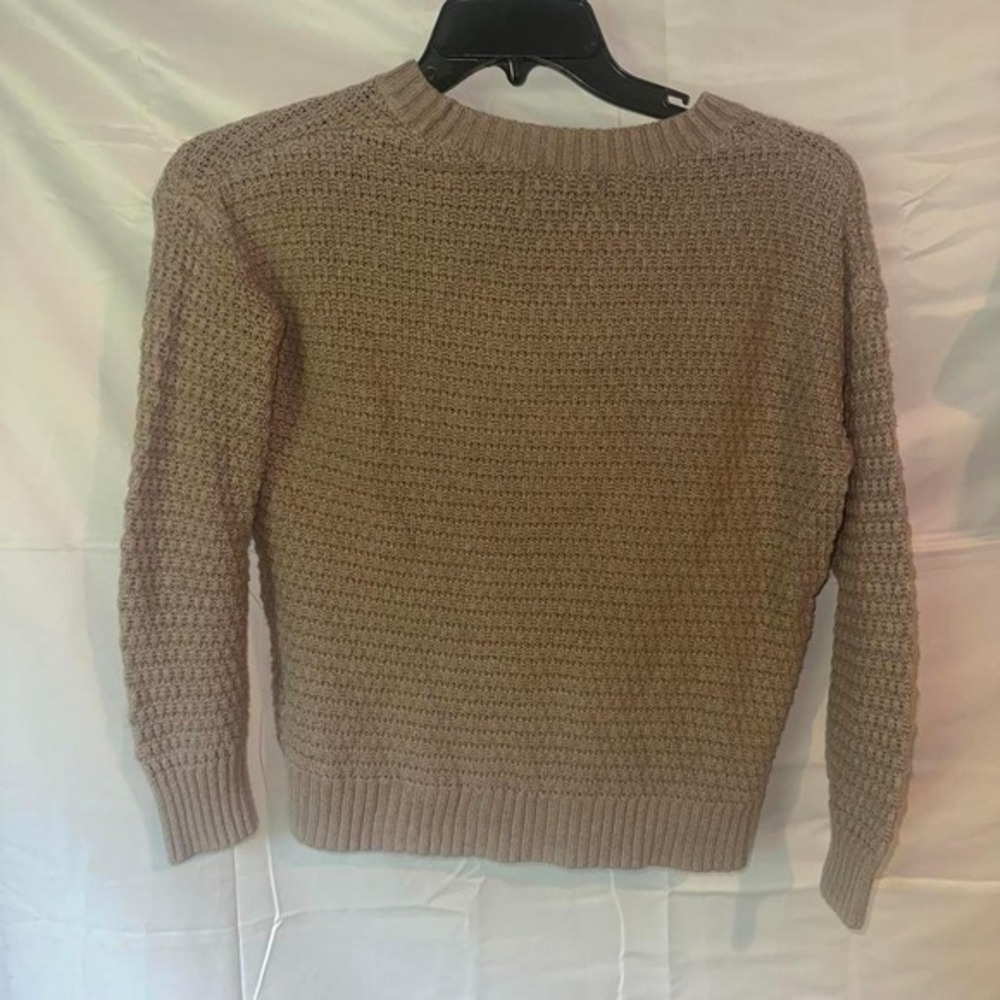Old Navy Womens Tan Taupe Textured Knit Long Sleeve Crew Neck Sweater S - Picture 3 of 3